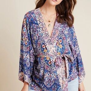ANTHROPOLOGIE x KACHEL Jasmine Floral Paisley Belted Kimono One Size